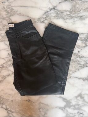 Abercrombie & Fitch Black Faux Leather Wide-Leg Jeans